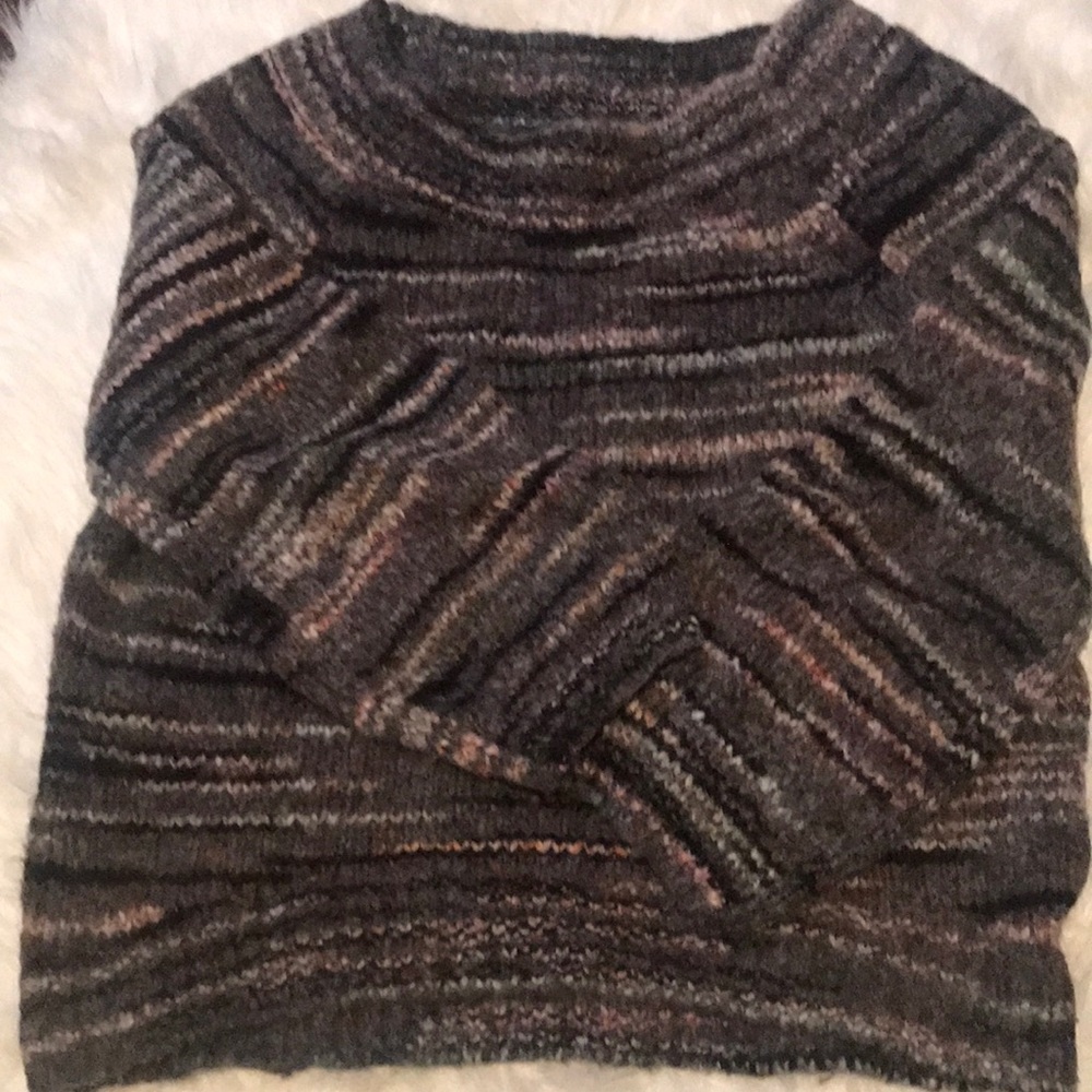 Multi brown colors boat neck wool sweater